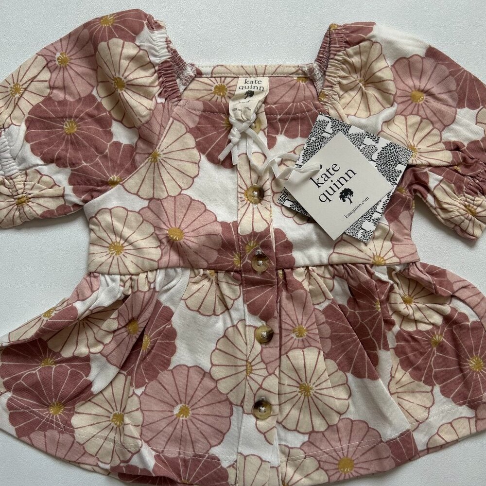 NWT Kate Quinn Floral Baby Top 3-6M Rose Vintage Daisy Woodland Cotton Shirt